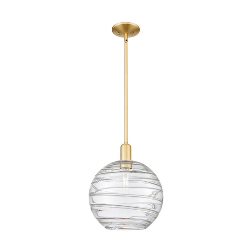 Innovations Athens Deco Swirl 12in 1-Light Mini Pendant | Industrial Satin Gold Steel and Clear Deco Swirl Glass | Kitchen | Model 716-1S-SG-G1213-12CL