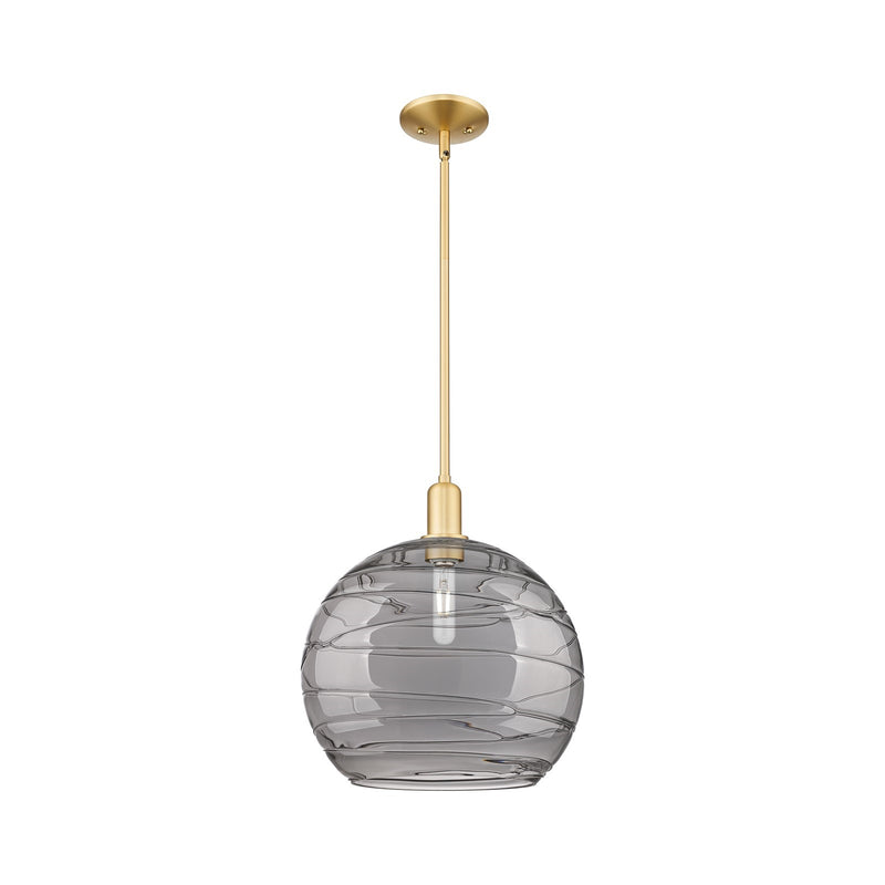 Innovations Athens Deco Swirl 14in 1-Light Mini Pendant | Industrial Satin Gold Steel and Light Smoke Glass | Kitchen Island | Model 716-1S-SG-G1213-14SM