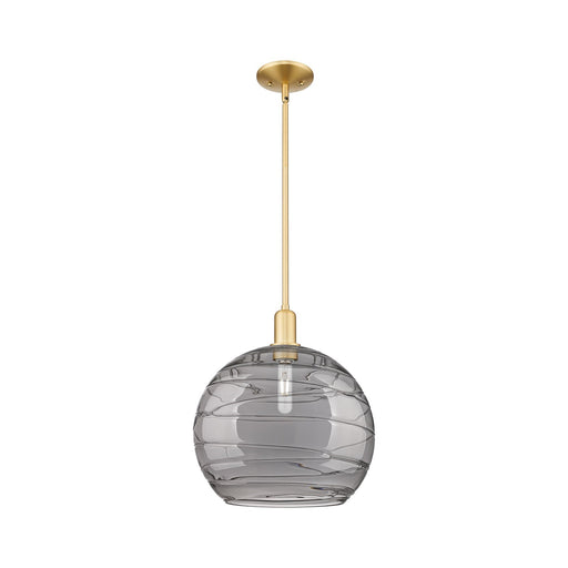 Innovations Athens Deco Swirl 14in 1-Light Mini Pendant | Industrial Satin Gold Steel and Light Smoke Glass | Kitchen Island | Model 716-1S-SG-G1213-14SM