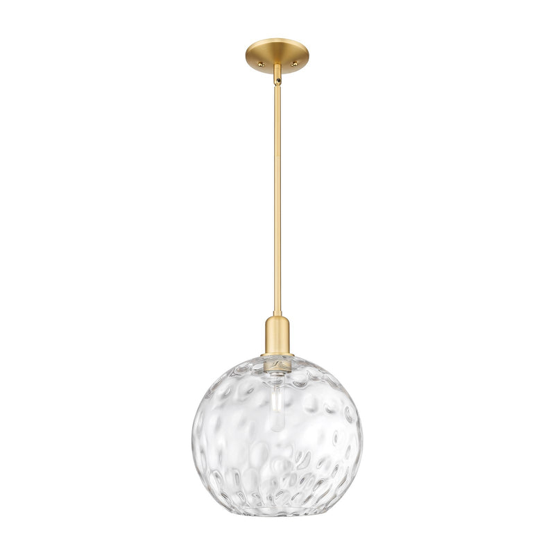 Innovations Athens 12in 1-Light Mini Pendant | Industrial Satin Gold Steel and Clear Water Glass | Kitchen Island & Dining Room | Model 716-1S-SG-G1215-12