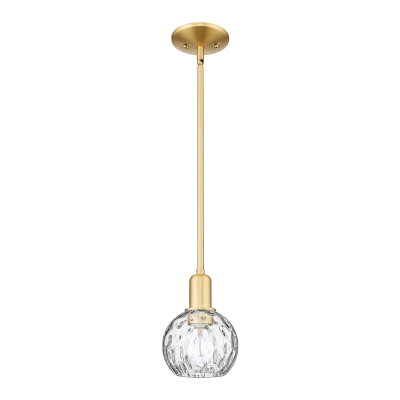 Innovations Athens Water Glass 6in 1-Light Mini Pendant | Industrial Satin Gold Steel and Clear Glass | Kitchen Island & Dining | Model 716-1S-SG-G1215-6
