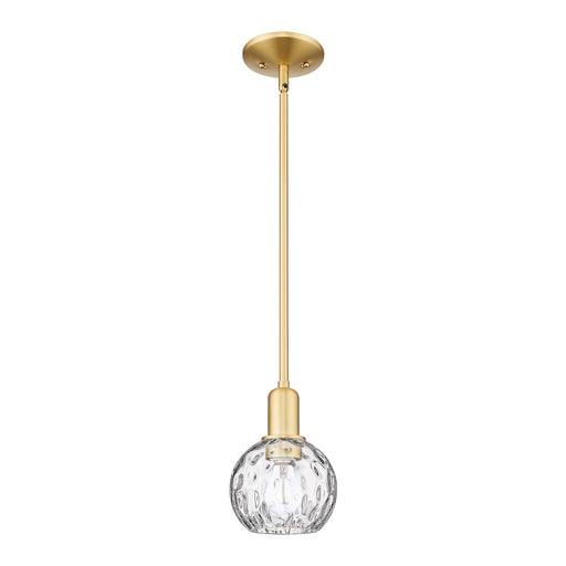 Innovations Athens Water Glass 6in 1-Light Mini Pendant | Industrial Satin Gold Steel and Clear Glass | Kitchen Island & Dining | Model 716-1S-SG-G1215-6