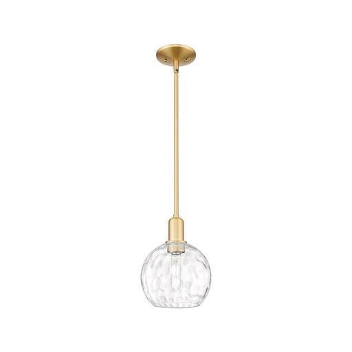 Innovations Athens Water Glass 8in 1-Light Mini Pendant | Industrial Satin Gold Steel and Clear Glass | Kitchen Island & Dining | Model 716-1S-SG-G1215-8
