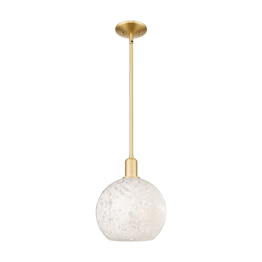 Innovations Lighting Arcadia 10in 1-Light Mini Pendant | Industrial Satin Gold Steel and White Mouchette Glass | Kitchen | Model 716-1S-SG-G1216-10WM