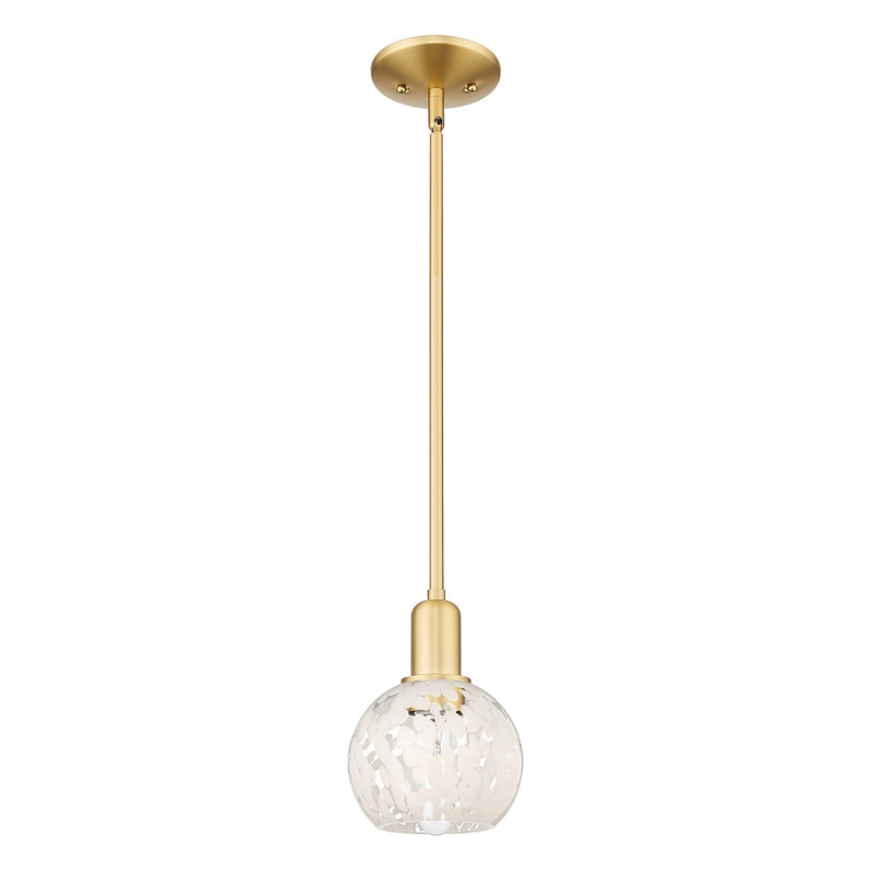Innovations White Mouchette 6in 1-Light Mini Pendant | Industrial Satin Gold Steel and White Glass | Kitchen Island & Dining | Model 716-1S-SG-G1216-6WM
