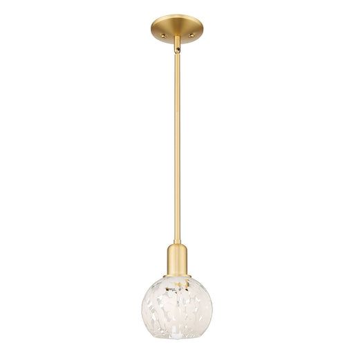 Innovations White Mouchette 6in 1-Light Mini Pendant | Industrial Satin Gold Steel and White Glass | Kitchen Island & Dining | Model 716-1S-SG-G1216-6WM