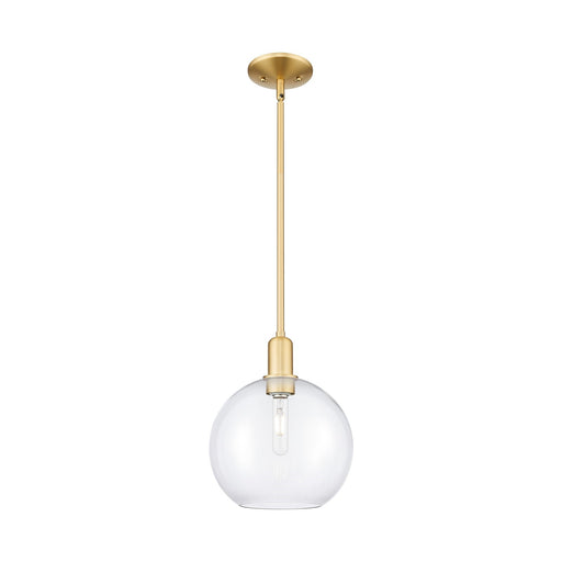 Innovations Athens 10in 1-Light Mini Pendant | Industrial Satin Gold Steel and Clear Glass | Kitchen Island & Dining Room | 10 x | Model 716-1S-SG-G122-10