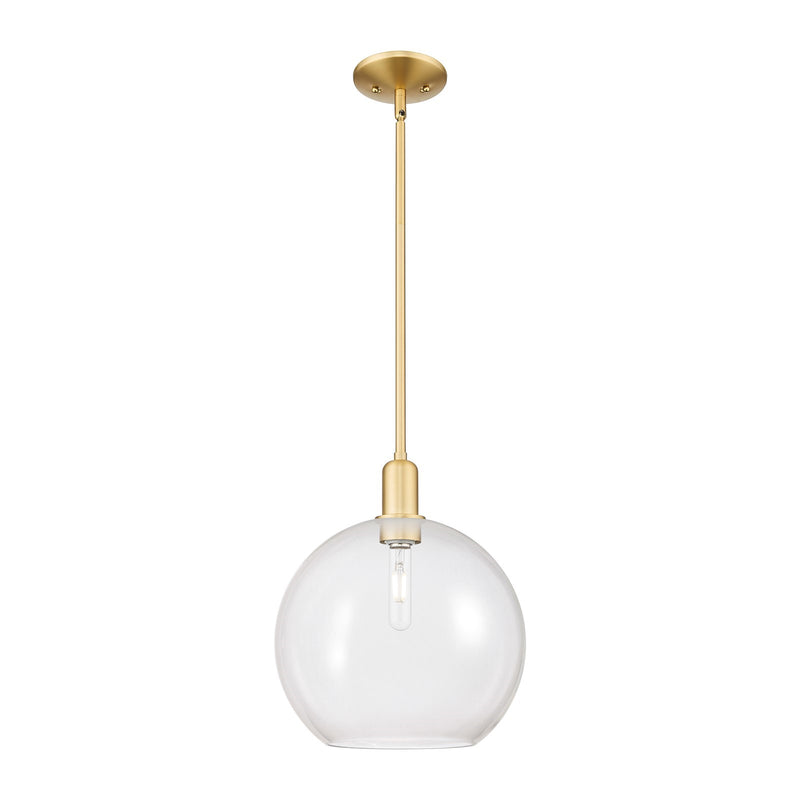 Innovations Athens 12in 1-Light Mini Pendant | Industrial Satin Gold Steel and Clear Glass | Kitchen Island & Dining Room | Model 716-1S-SG-G122-12