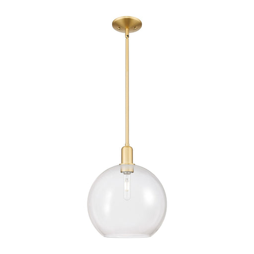 Innovations Athens 12in 1-Light Mini Pendant | Industrial Satin Gold Steel and Clear Glass | Kitchen Island & Dining Room | Model 716-1S-SG-G122-12