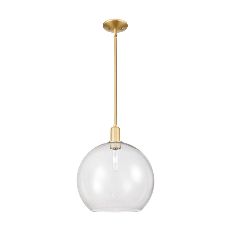 Innovations Athens 14in 1-Light Mini Pendant | Industrial Satin Gold Steel and Clear Glass | Kitchen Island & Dining Room | Model 716-1S-SG-G122-14