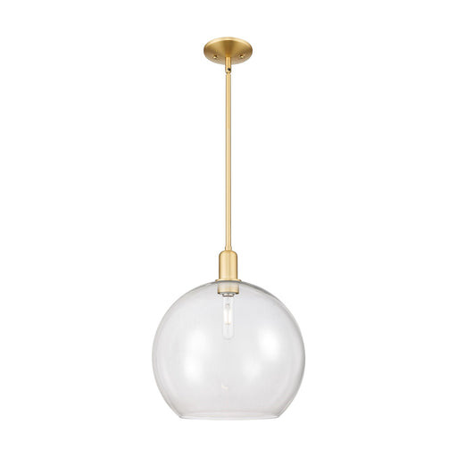 Innovations Athens 14in 1-Light Mini Pendant | Industrial Satin Gold Steel and Clear Glass | Kitchen Island & Dining Room | Model 716-1S-SG-G122-14