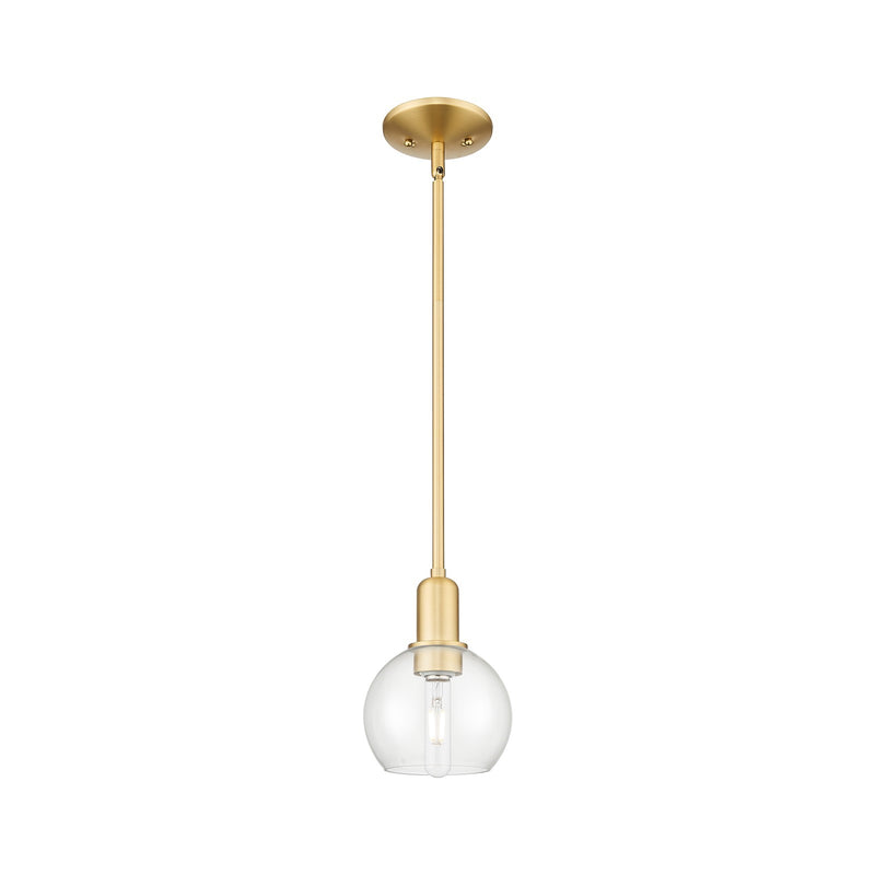 Innovations Athens 6in 1-Light Mini Pendant | Industrial Satin Gold Steel and Clear Glass | Kitchen Island & Dining Room | 5.88 x | Model 716-1S-SG-G122-6