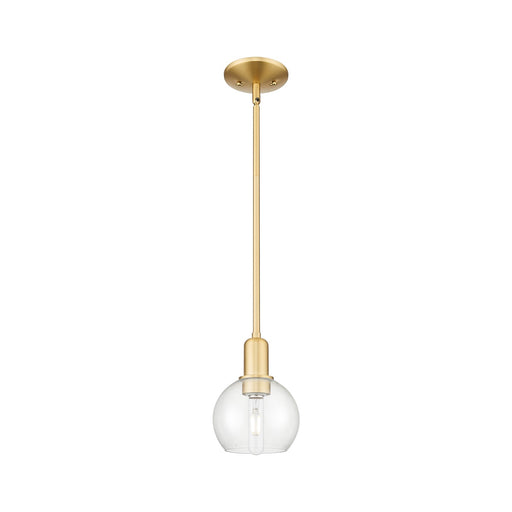 Innovations Athens 6in 1-Light Mini Pendant | Industrial Satin Gold Steel and Clear Glass | Kitchen Island & Dining Room | 5.88 x | Model 716-1S-SG-G122-6