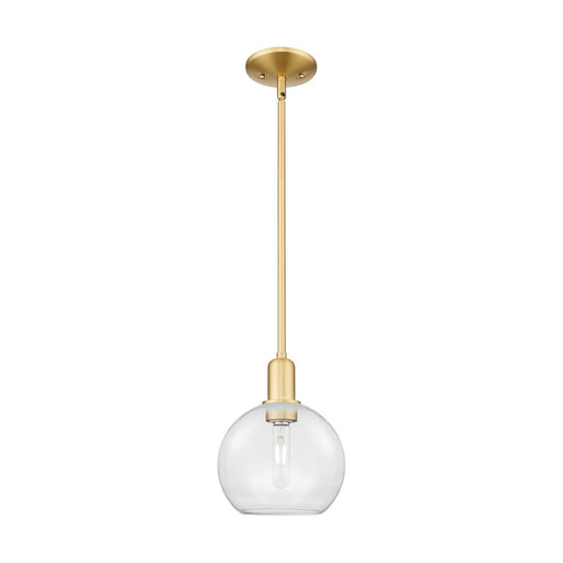 Innovations Athens 8in 1-Light Mini Pendant | Industrial Satin Gold Steel and Clear Glass | Kitchen Island & Dining Room | 8 x 8 | Model 716-1S-SG-G122-8