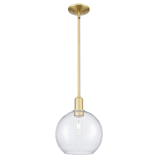 Innovations Athens 10in 1-Light Mini Pendant | Industrial Satin Gold Steel and Seedy Glass | Kitchen Island & Dining Room | Damp | Model 716-1S-SG-G124-10