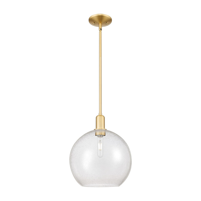 Innovations Athens 12in 1-Light Mini Pendant | Industrial Satin Gold Steel and Seedy Glass | Kitchen Island & Dining Room | Model 716-1S-SG-G124-12