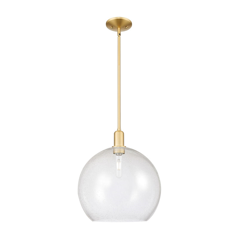 Innovations Athens 14in 1-Light Mini Pendant | Industrial Satin Gold Steel and Seedy Glass | Kitchen Island & Dining Room | Model 716-1S-SG-G124-14