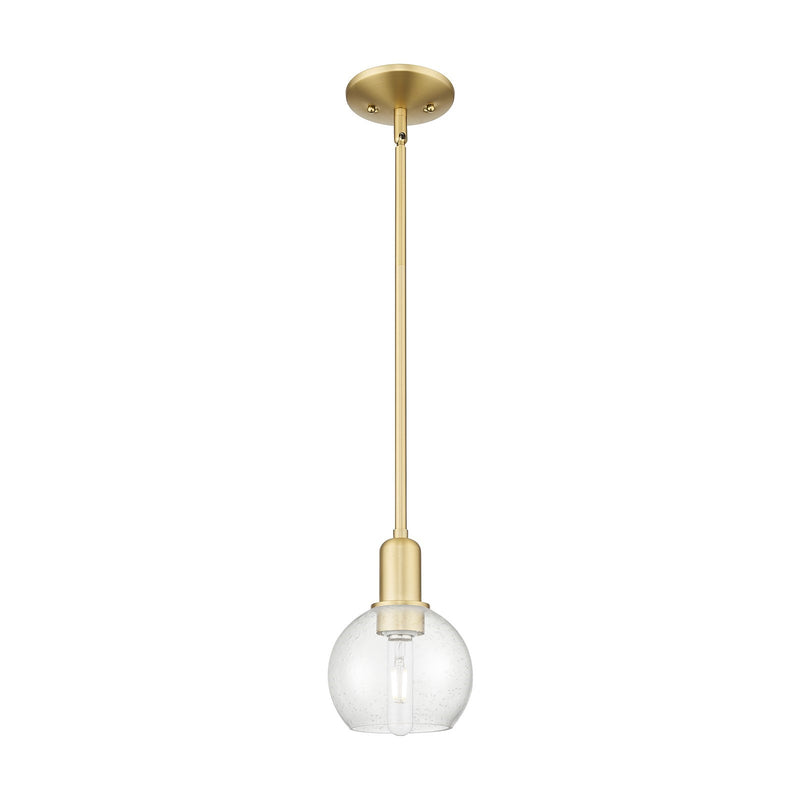 Innovations Athens 6in 1-Light Mini Pendant | Industrial Satin Gold Steel and Seedy Glass | Kitchen Island & Dining Room | 5.88 x | Model 716-1S-SG-G124-6