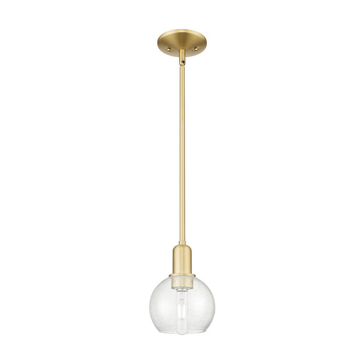 Innovations Athens 6in 1-Light Mini Pendant | Industrial Satin Gold Steel and Seedy Glass | Kitchen Island & Dining Room | 5.88 x | Model 716-1S-SG-G124-6