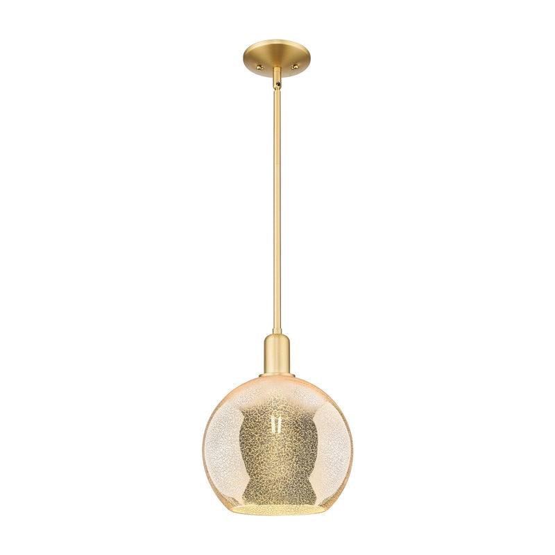 Innovations Athens 10in 1-Light Mini Pendant | Industrial Satin Gold Steel and Mercury Glass | Kitchen Island & Dining Room | Model 716-1S-SG-G128-10