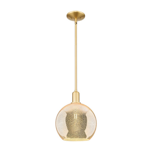 Innovations Athens 10in 1-Light Mini Pendant | Industrial Satin Gold Steel and Mercury Glass | Kitchen Island & Dining Room | Model 716-1S-SG-G128-10