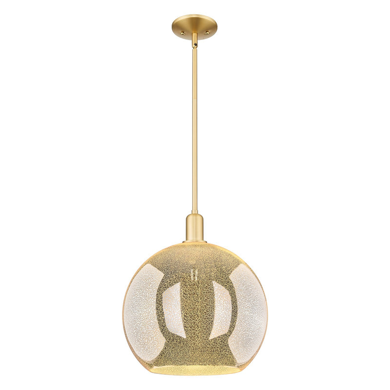 Innovations Athens 14in 1-Light Mini Pendant | Industrial Satin Gold Steel and Mercury Glass | Kitchen Island & Dining Room | Model 716-1S-SG-G128-14
