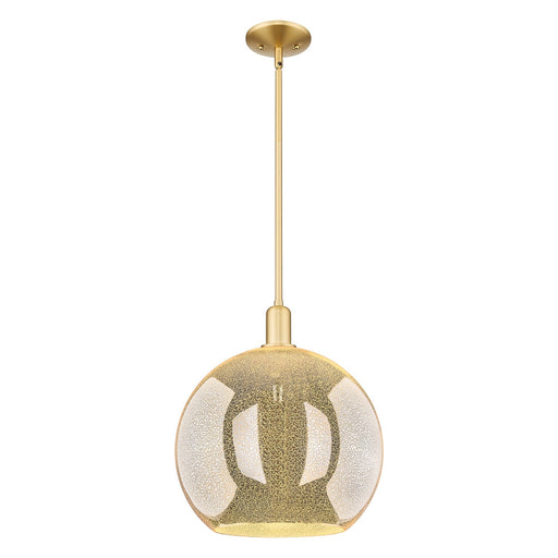 Innovations Athens 14in 1-Light Mini Pendant | Industrial Satin Gold Steel and Mercury Glass | Kitchen Island & Dining Room | Model 716-1S-SG-G128-14