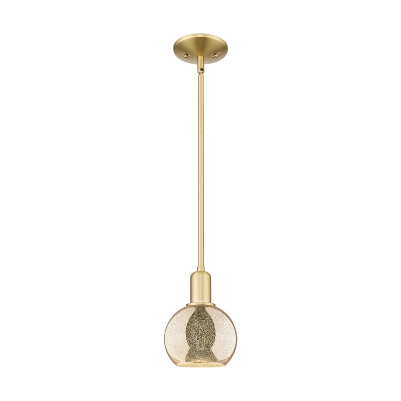 Innovations Athens 6in 1-Light Mini Pendant | Industrial Satin Gold Steel and Mercury Glass | Kitchen Island & Dining Room | 5.88 | Model 716-1S-SG-G128-6