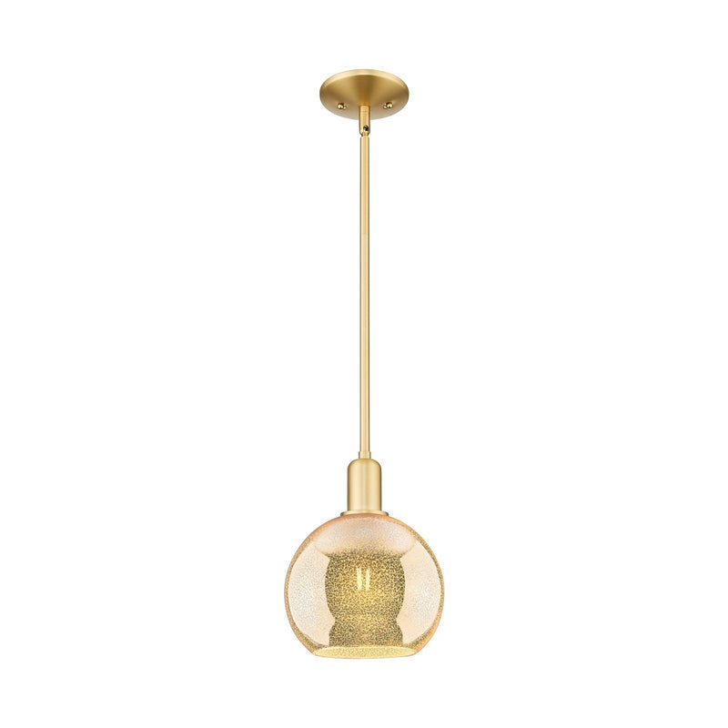 Innovations Athens 8in 1-Light Mini Pendant | Industrial Satin Gold Steel and Mercury Glass | Kitchen Island & Dining Room | 8 x | Model 716-1S-SG-G128-8
