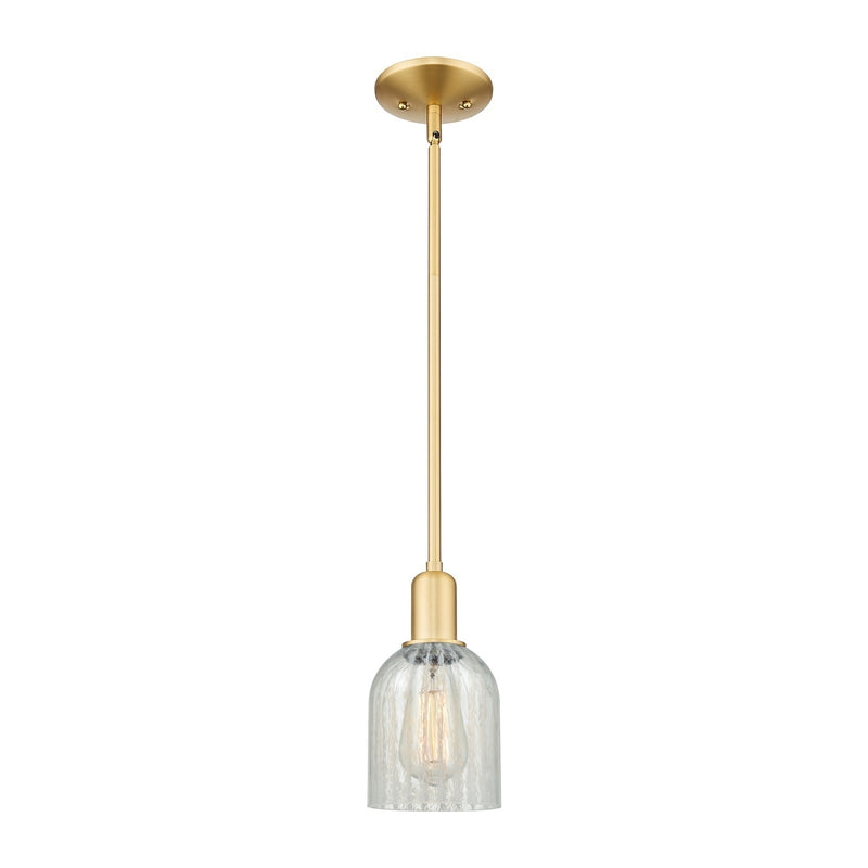 Innovations Caledonia 5in 1-Light Mini Pendant | Industrial Satin Gold Steel and Mouchette Glass | Kitchen Island & Dining Room | Model 716-1S-SG-G2511