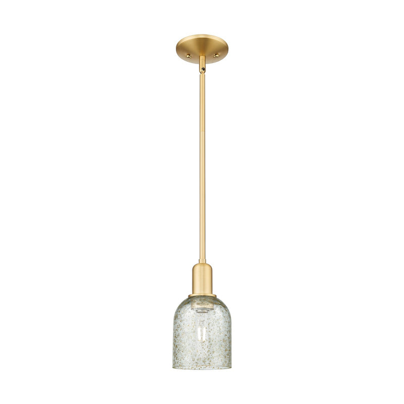 Innovations Caledonia 5in 1-Light Mini Pendant | Industrial Satin Gold Steel and Mica Glass | Kitchen Island & Dining Room | 5 x 5 | Model 716-1S-SG-G259