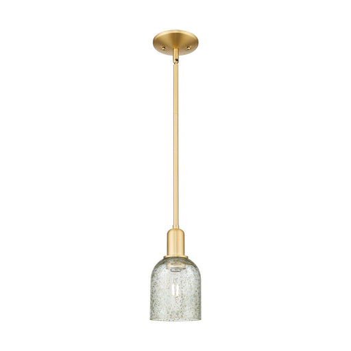 Innovations Caledonia 5in 1-Light Mini Pendant | Industrial Satin Gold Steel and Mica Glass | Kitchen Island & Dining Room | 5 x 5 | Model 716-1S-SG-G259