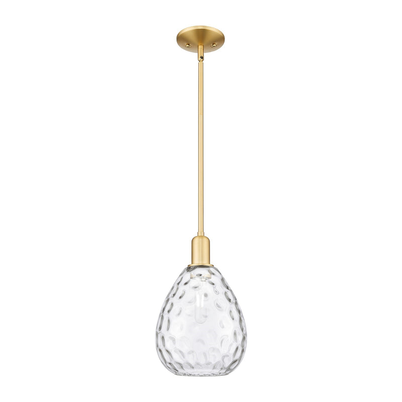 Innovations Waverly 8in 1-Light Mini Pendant | Industrial Satin Gold Steel and Clear Glass | Kitchen Island & Dining Room | 8 x 8 x | Model 716-1S-SG-G372