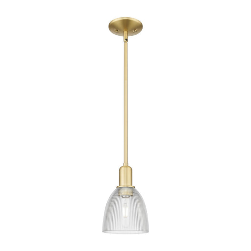 Innovations Castile 6in 1-Light Mini Pendant | Industrial Satin Gold Steel and Clear Glass | Kitchen Island & Dining Room | 6 x 6 x | Model 716-1S-SG-G382