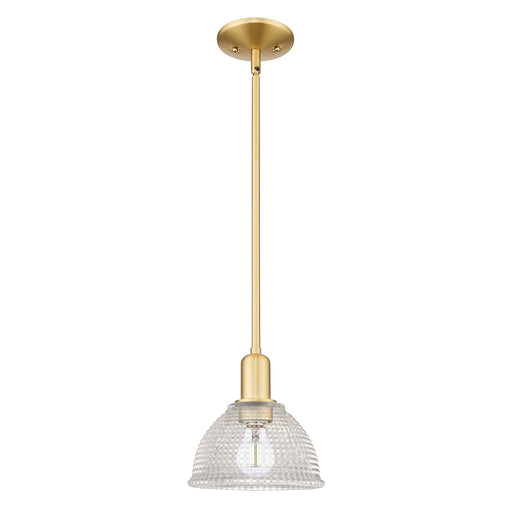 Innovations Arietta 8in 1-Light Mini Pendant | Industrial Satin Gold Steel and Clear Glass | Kitchen Island & Dining Room | 8 x 8 x | Model 716-1S-SG-G422