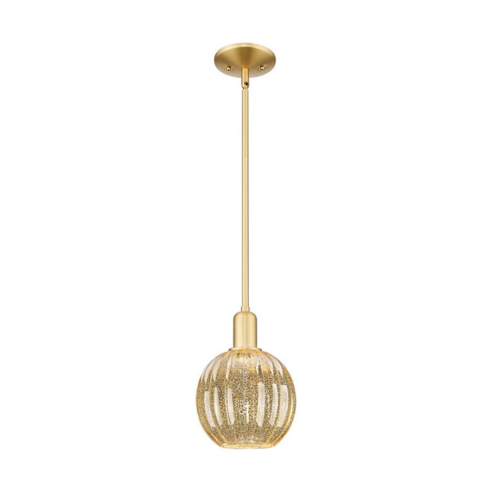 Innovations Preston 1Lt 7" Globe Stem Mini Pendant, GD/MC - 716-1S-SG-G458-7ME
