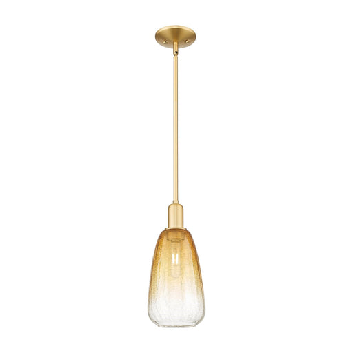 Innovations Brookhaven Almond 6in 1-Light Mini Pendant | Industrial Satin Gold Steel and Amber Glass | Kitchen Island & Dining | Model 716-1S-SG-G480-6AM