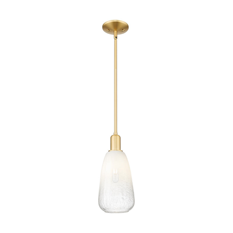 Innovations Brookhaven Almond 6in 1-Light Mini Pendant | Industrial Satin Gold Steel and Opal Glass | Kitchen Island & Dining | Model 716-1S-SG-G480-6OP