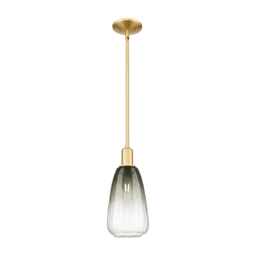 Innovations Brookhaven Almond 6in 1-Light Mini Pendant | Industrial Satin Gold Steel and Slate Glass | Kitchen Island & Dining | Model 716-1S-SG-G480-6SL
