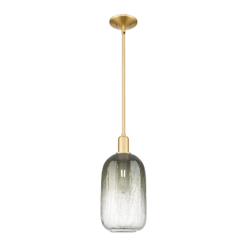 Innovations Brookhaven Cloche 7in 1-Light Mini Pendant | Industrial Satin Gold Steel and Slate Glass | Kitchen Island & Dining | Model 716-1S-SG-G482-7SL