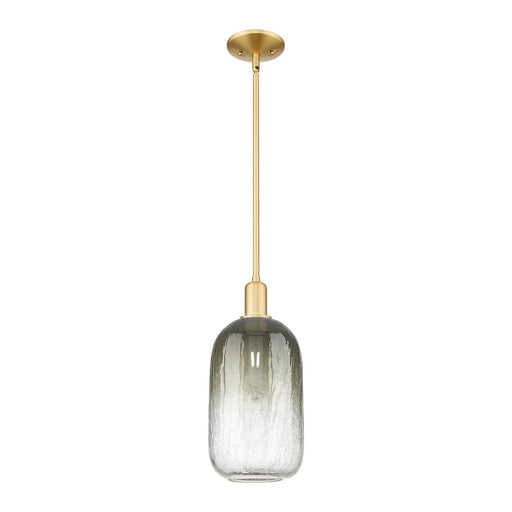 Innovations Brookhaven Cloche 7in 1-Light Mini Pendant | Industrial Satin Gold Steel and Slate Glass | Kitchen Island & Dining | Model 716-1S-SG-G482-7SL