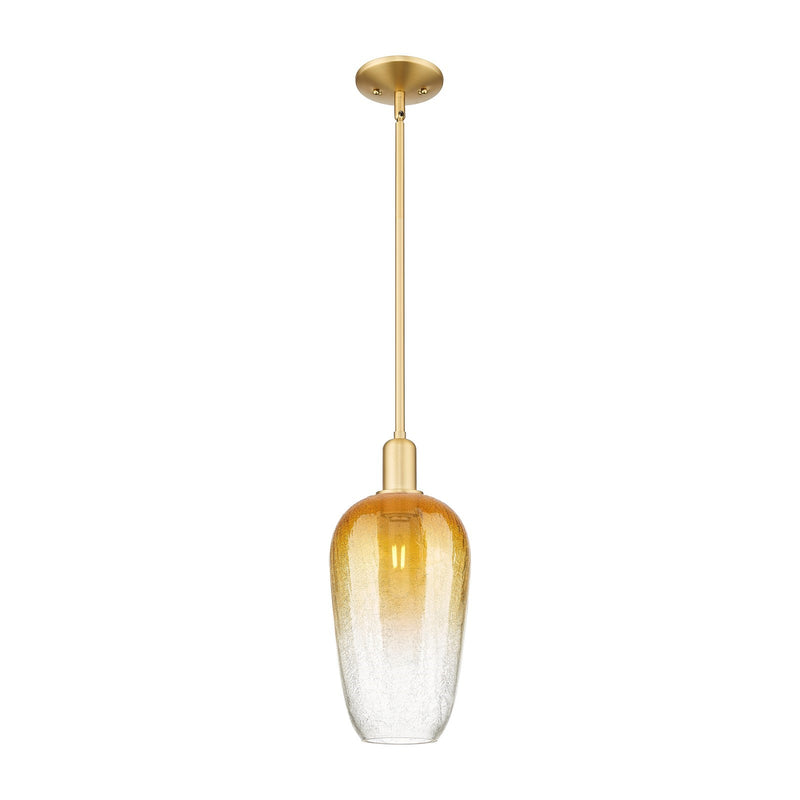 Innovations Brookhaven Flute 7in 1-Light Mini Pendant | Industrial Satin Gold Steel and Amber Glass | Kitchen Island & Dining | Model 716-1S-SG-G484-7AM
