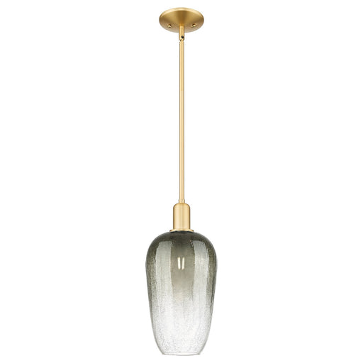 Innovations Brookhaven Flute 7in 1-Light Mini Pendant | Industrial Satin Gold Steel and Slate Glass | Kitchen Island & Dining | Model 716-1S-SG-G484-7SL