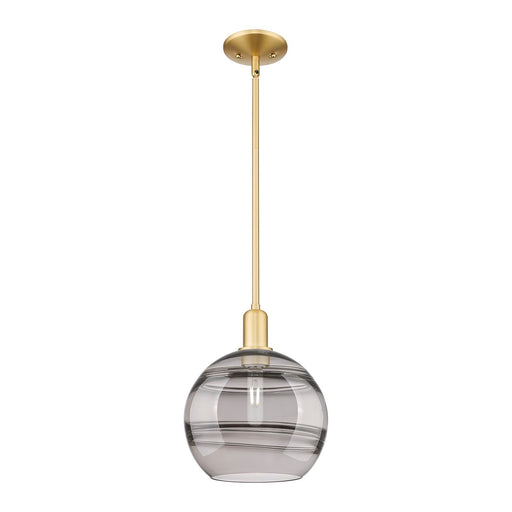 Innovations Rochester 10in 1-Light Mini Pendant | Industrial Satin Gold Steel and Light Smoke Glass | Kitchen Island & Dining | Model 716-1S-SG-G556-10SM