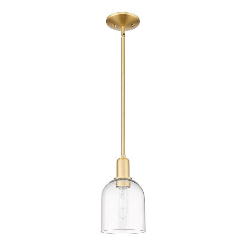 Innovations Bella 6in 1-Light Mini Pendant | Industrial Satin Gold Steel and Clear Glass | Kitchen Island & Dining Room | Damp | Model 716-1S-SG-G558-6CL