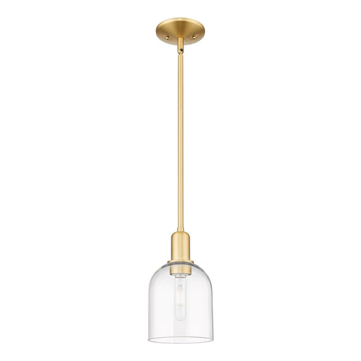 Innovations Bella 6in 1-Light Mini Pendant | Industrial Satin Gold Steel and Clear Glass | Kitchen Island & Dining Room | Damp | Model 716-1S-SG-G558-6CL