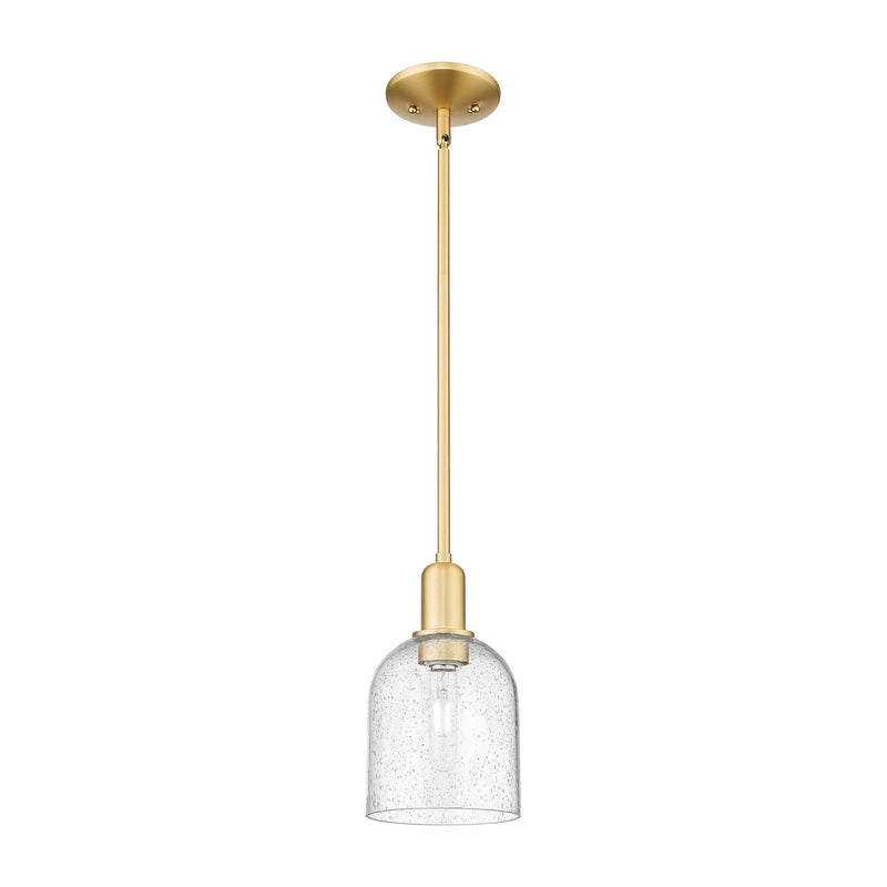 Innovations Bella 6in 1-Light Mini Pendant | Industrial Satin Gold Steel and Seedy Glass | Kitchen Island & Dining Room | 5.5 | Model 716-1S-SG-G558-6SDY