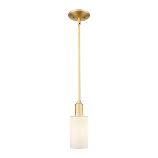 Innovations Clymer 4in 1-Light Mini Pendant | Industrial Satin Gold Steel and Matte White Glass | Kitchen Island & Dining Room | Model 716-1S-SG-G801