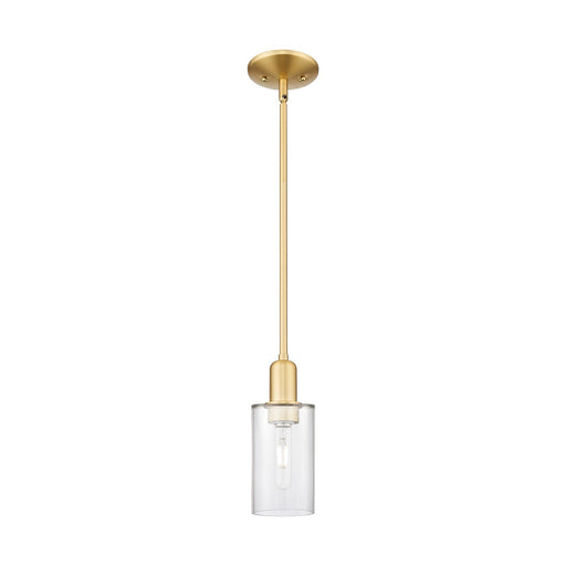 Innovations Clymer 4in 1-Light Mini Pendant | Industrial Satin Gold Steel and Clear Glass | Kitchen Island & Dining Room | 3.88 x | Model 716-1S-SG-G802