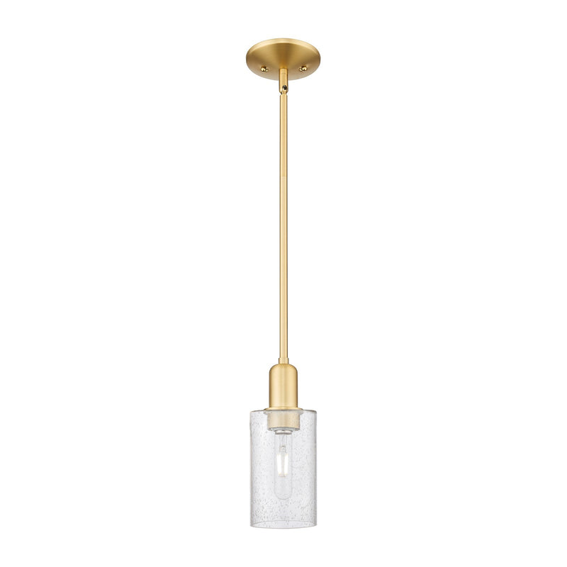 Innovations Clymer 4in 1-Light Mini Pendant | Industrial Satin Gold Steel and Seedy Glass | Kitchen Island & Dining Room | 3.88 x | Model 716-1S-SG-G804